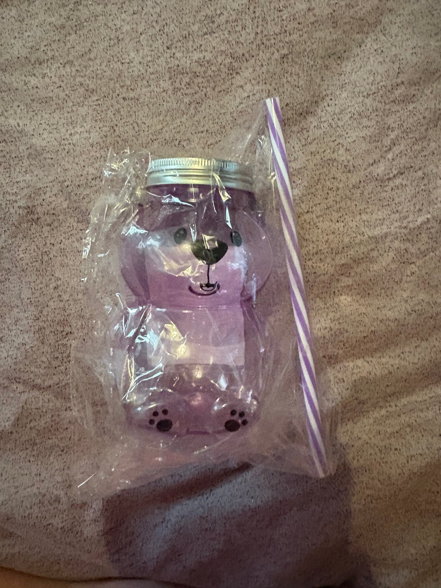 Teddy Bear Drink Bottles with Straw