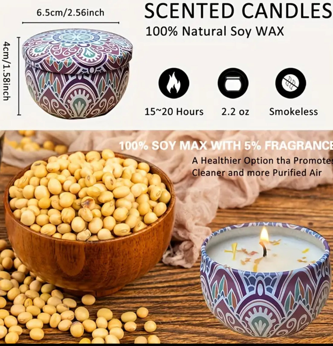 20 Hour Burn Time Soy Wax Candle