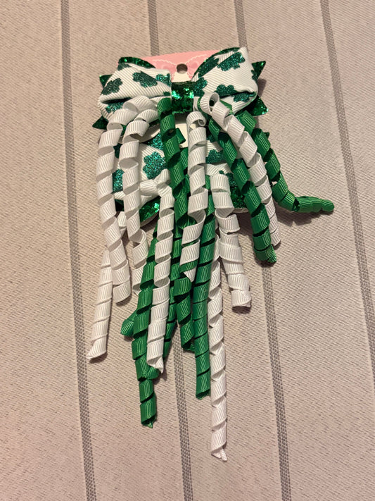 2pcs Glitter Heart Bow Hair Clips – Mini Heart Print Barrettes with Curly Tassels