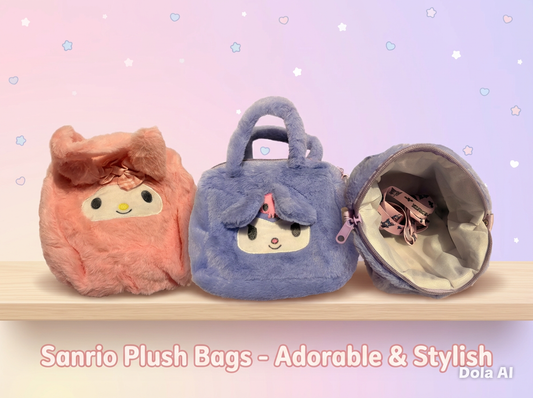 Kawaii Plush Cartoon Handbag – Cute Fluffy Anime Bag 🎀